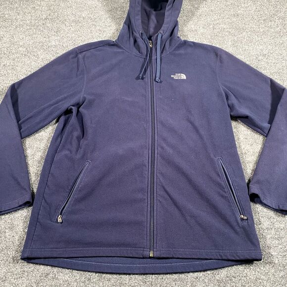 The North Face Mens Large Full Zip Fleece Hooded Embroidered Jacket Pockets - Picture 2 of 9
